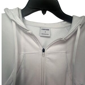 Gymshark White Cropped Zip Up Hoodie Athletic Athleisure Size S